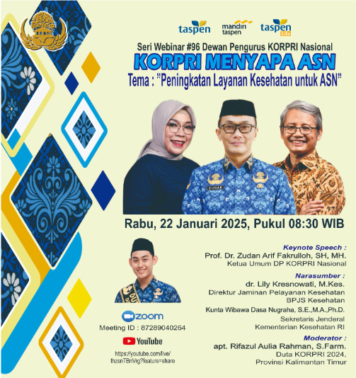 SERI WEBINAR  96 KORPRI MENYAPA ASN DENGAN TEMA PENINGKATAN LAYANAN KESEHATAN UNTUK ASN